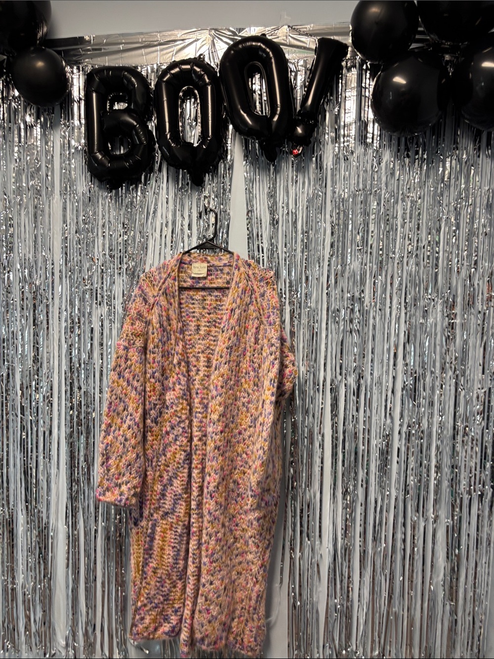 Cozy Multicolor Bouclé Open-Front Cape Cardigan